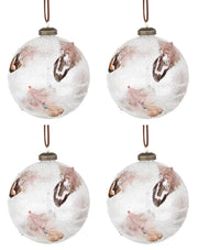 Palline di Natale in Vetro Bianche Piume Eleganti Decorazioni Addobbi Albero Diametro: 100 mm