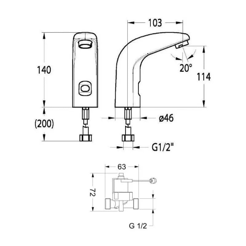 RUBINETTO ELETTRONICO PER LAVABO A BATTERIA- Nero Opaco- IDRAL- pezzi 1
