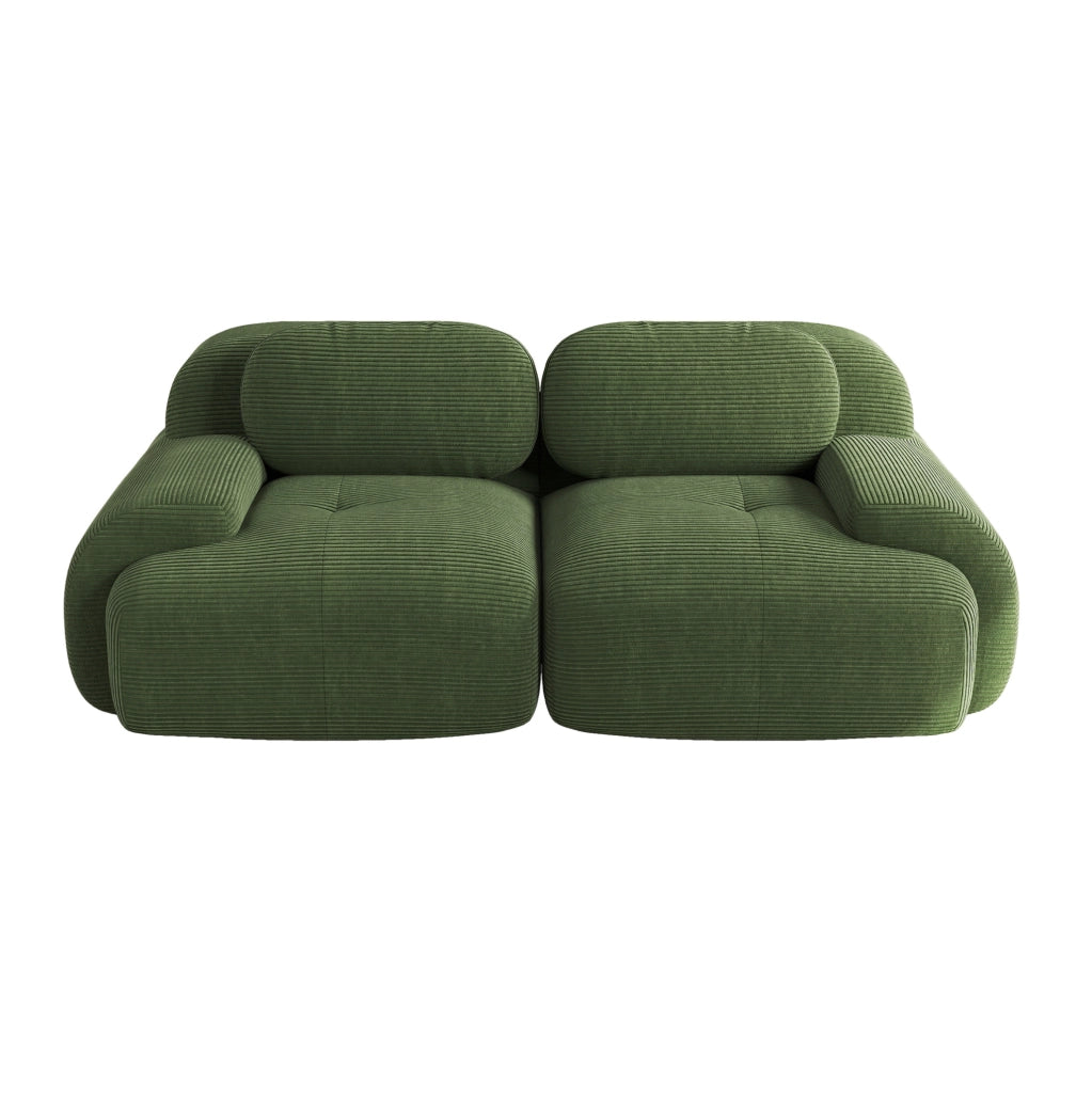 Divano modulare angolare in corduroy verde