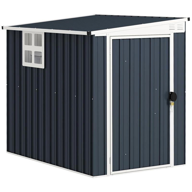 CASETTA DA GIARDINO IN ACCIAIO 1.2X1.9 M CON PORTA BLOCCABILE E PRESE D'ARIA GRIGIO SCURO
