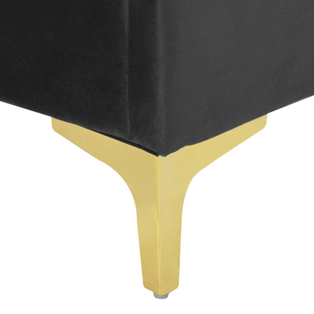 Letto Imbottito 160 x 200 cm Testiera Nero Velluto Gambe Dorate