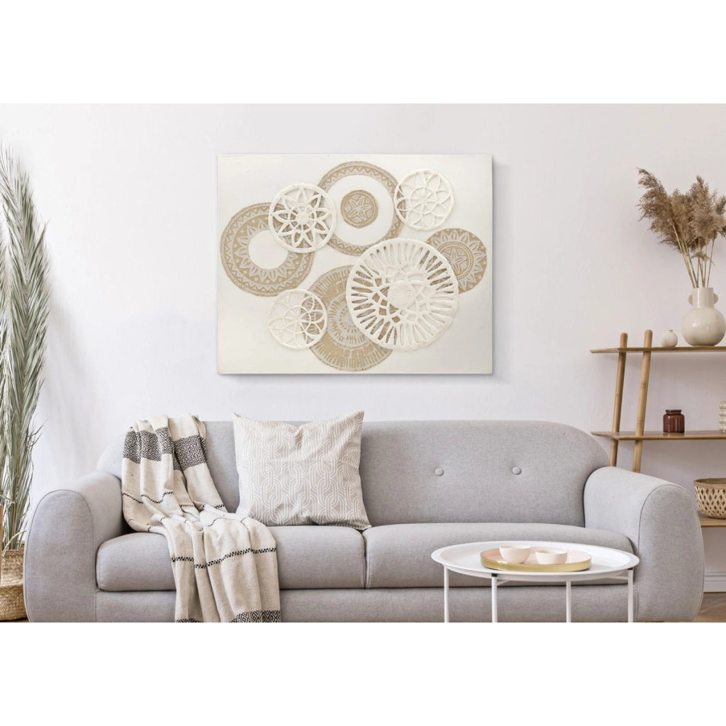 Stampa su Tela Cerchi 34, Marrone, Legno, 80x2,8x100 cm