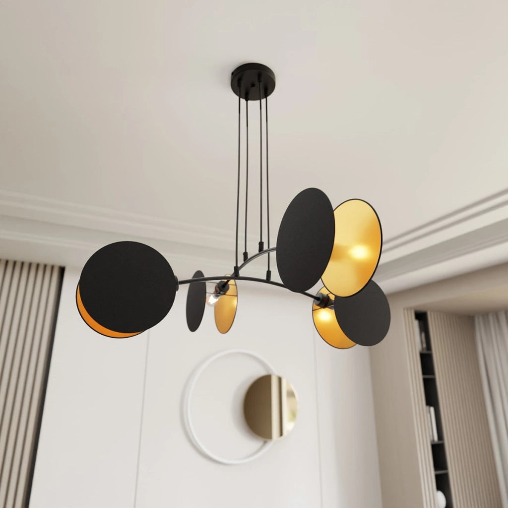 Lampada a sospensione MOTIF in acciaio nero e oro