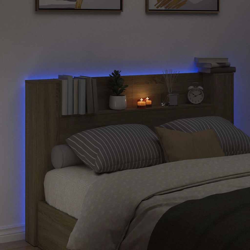 Testata con Mobile e LED Sonoma 160 x 16,5 x 103,5 cm