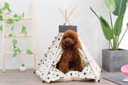 Tipi per animali domestici portatile e rimovibile con cuscino (L: 60 x 60 x 70 cm, Beige)
