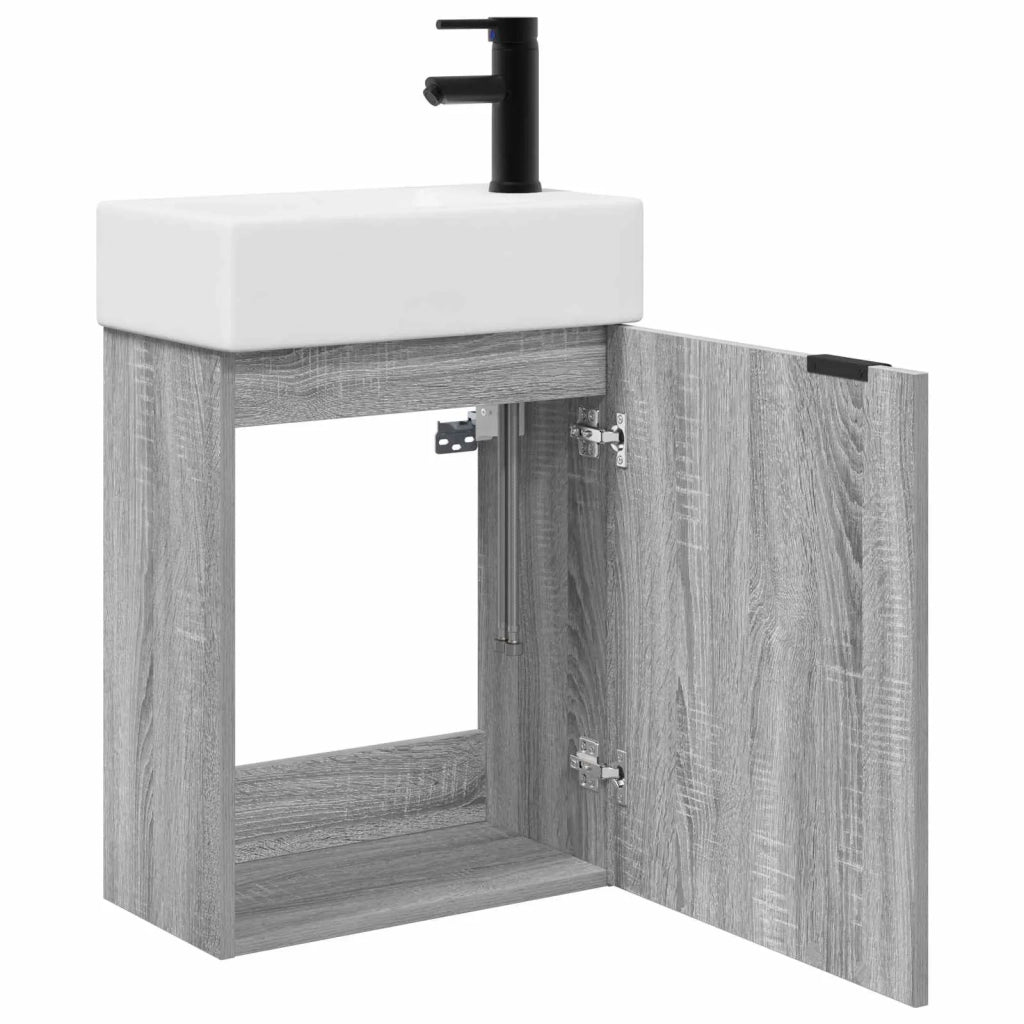 Mobile bagno con rubinetto Sonoma grigio 45,5 x 22,5 x 84 cm