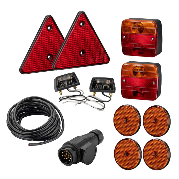 Set di luci posteriori per rimorchio 12 pezzi Spina 13 poli Cavo da 5 m Marchio di omologazione E