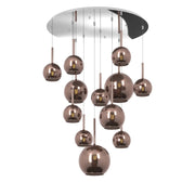 Lampadario Contemporaneo Future Metallo Cromo Vetro Mix Rame 12 Luci E27
