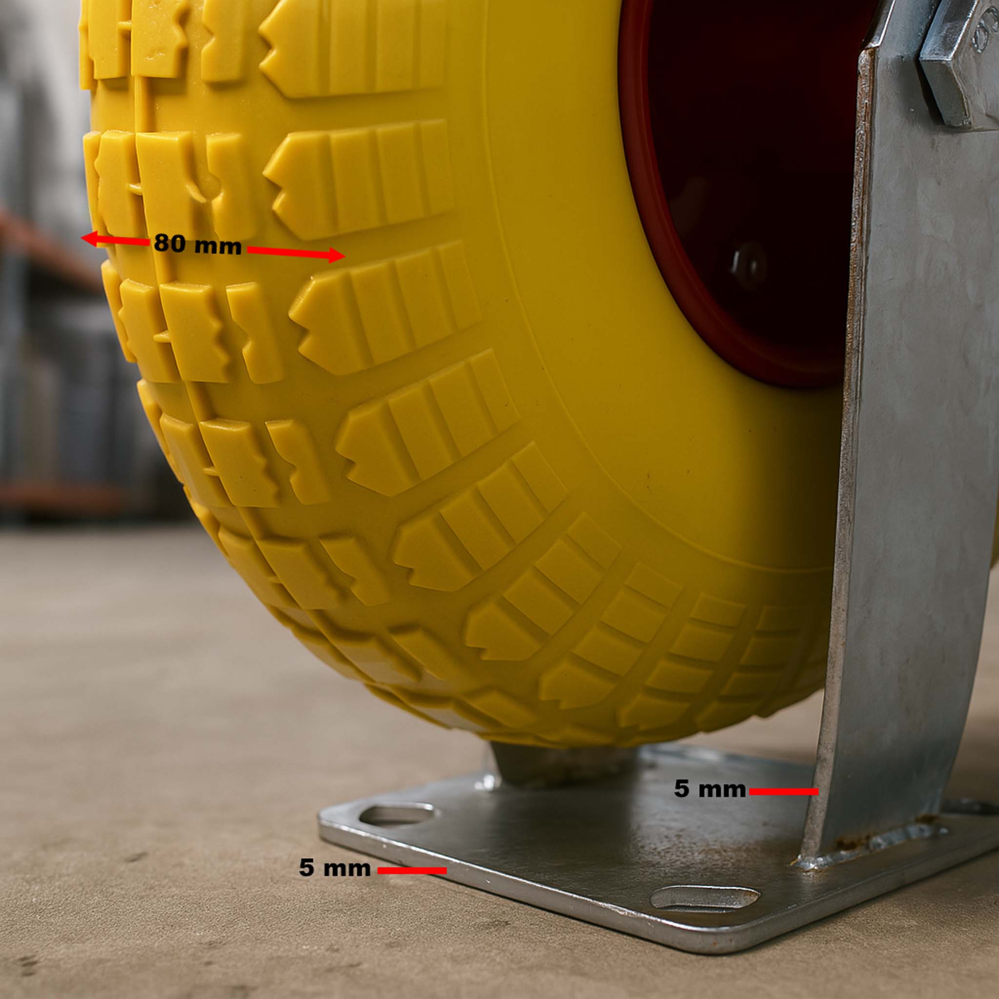 Set 2x ruote fisse da trasporto gialle 258 x 78 mm Cerchi in metallo antiforatura Max 150kg/ruota