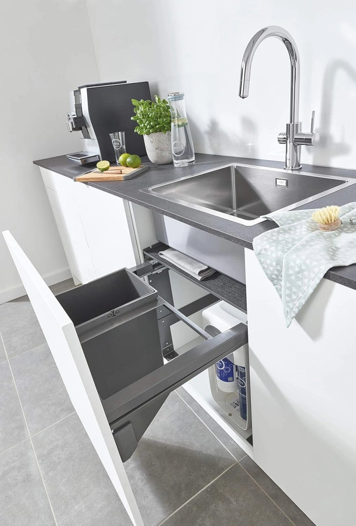 GROHE Blue Sistema Raccolta Rifiuti per Cassetti da 90 cm, 8 L + 8 L + 11 L, Compatibile con Sistemi Blue, 40983000