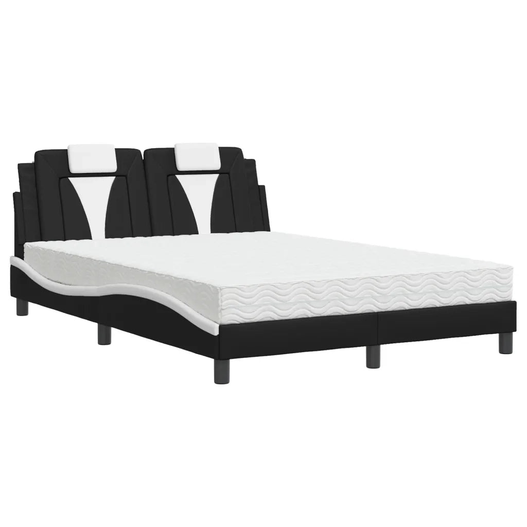 Letto Viana con Materasso Nero e Bianco 140x200 cm in Similpelle