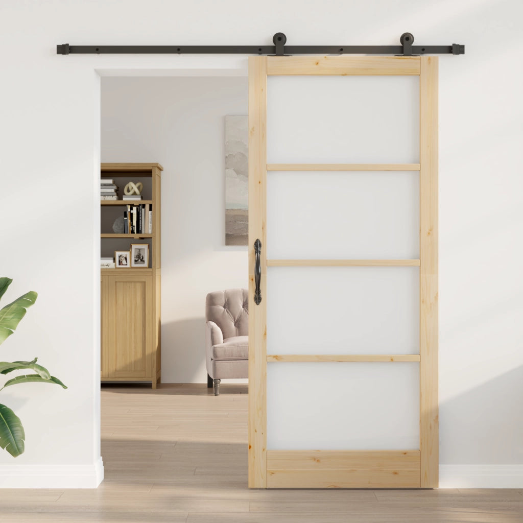 Porta scorrevole  con set di hardware 'ORKDAL'in legno massello e vetro
