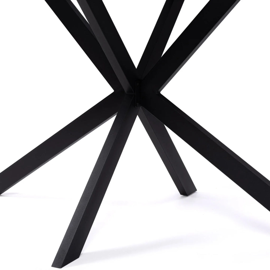 IDMarket - Tavolo da pranzo rettangolare per 8 persone ALASKA con effetto marmo bianco e gamba a ragno in metallo 160 cm