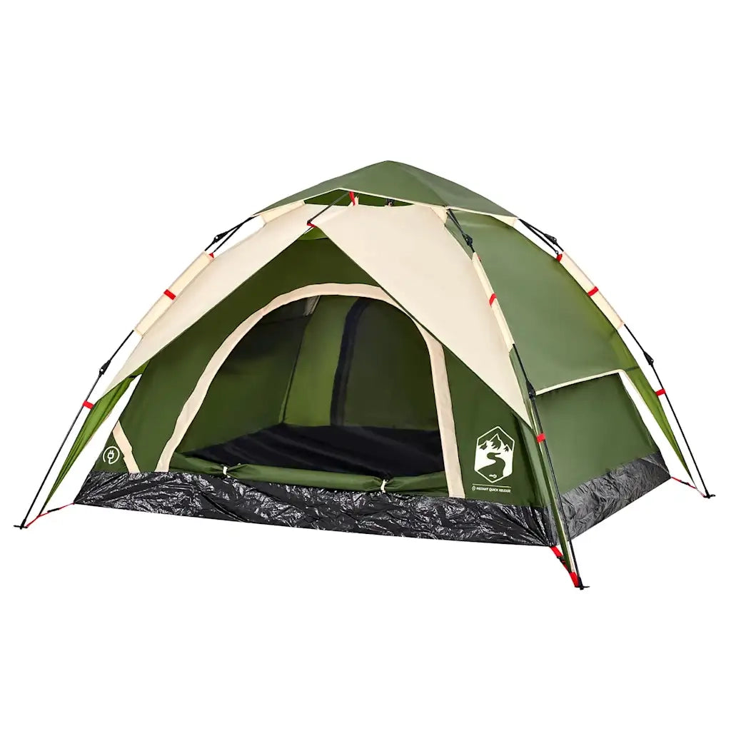 Tenda a Cupola da Campeggio 3 Persone Verde a Rilascio Rapido 4004177