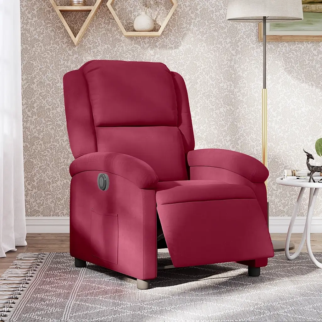 Poltrona | Sedia Relax Elettrica Reclinabile Rosso Vino in Tessuto