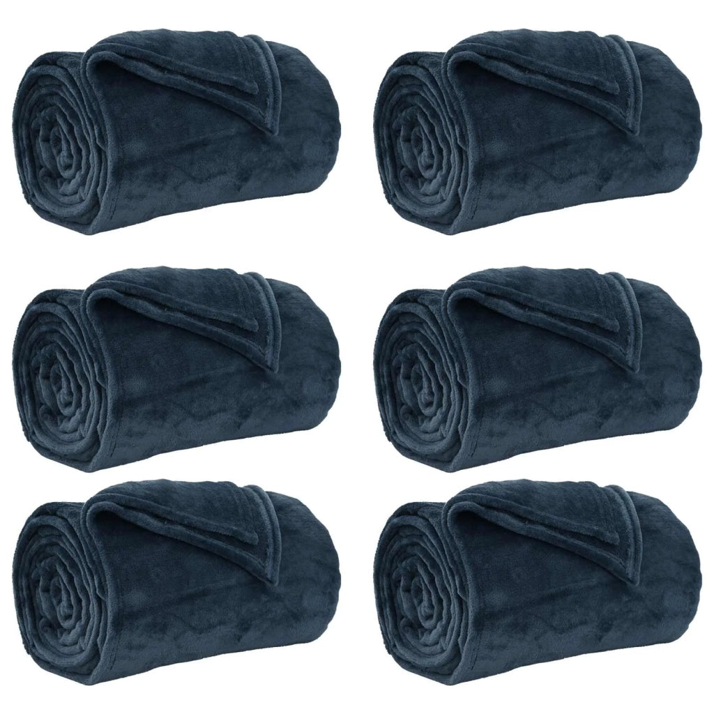Coperte da Pile 6 pcs Blu navy 220 x 240 cm Panno