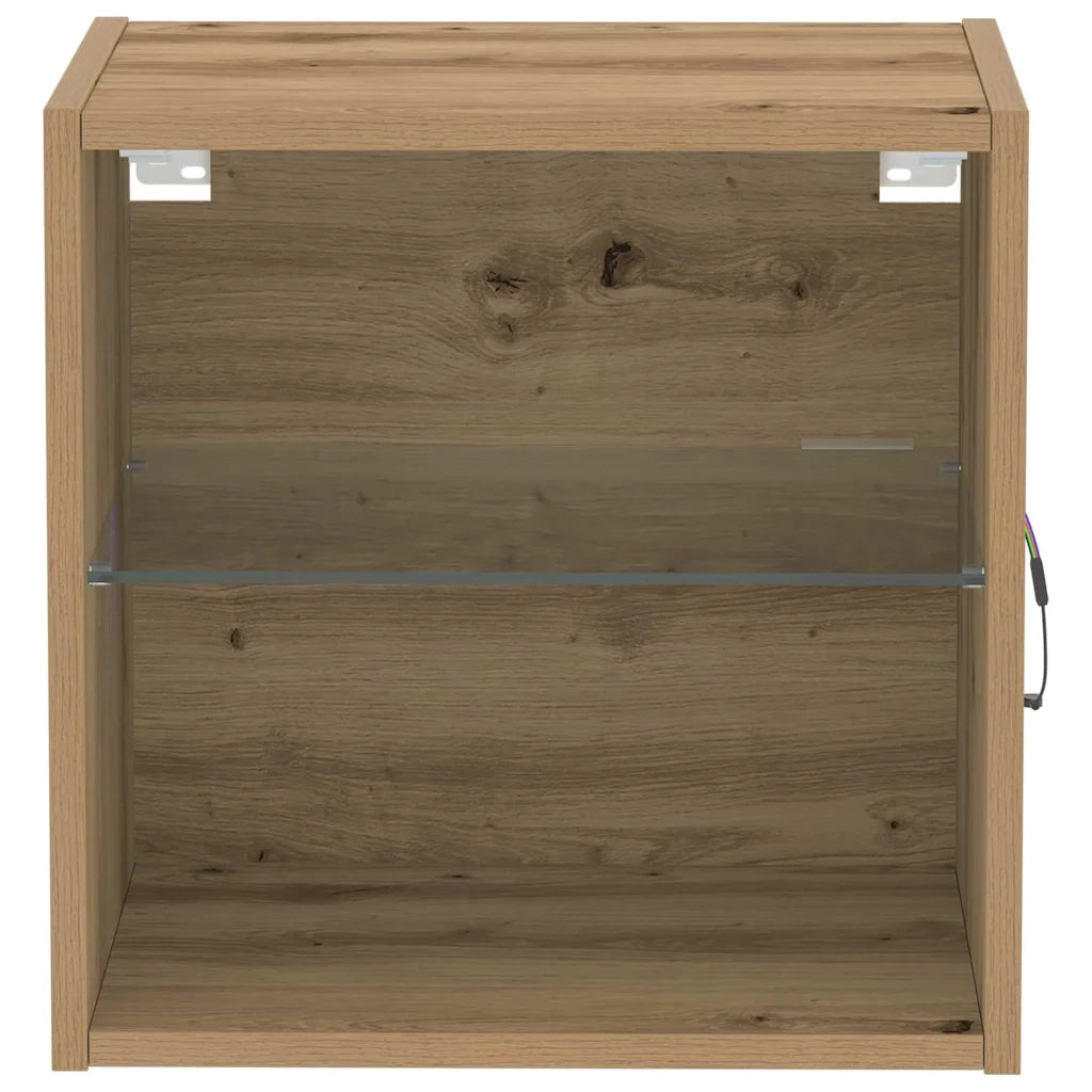 Mensola galleggiante con luce LED con lo scaffale 2 pcs Marrone 863093