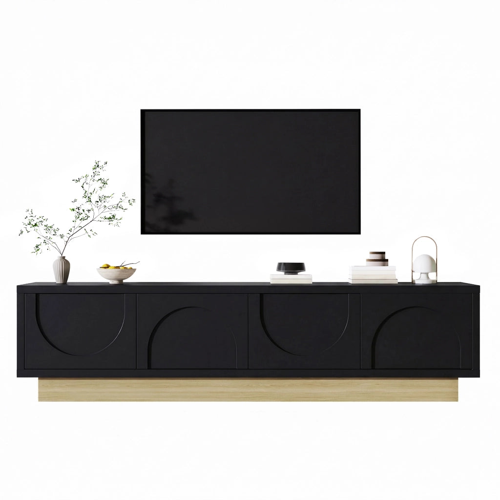 Mobile TV con 4 ante e apertura a pressione - per soggiorno - 175x40x41.5 cm - nero