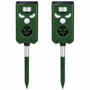 Sistema di Allarme per Giardino con Ultrasuoni 2x - Repellente per Cani e Uccelli - Caricabile con Energie Solare e USB - Ospitabile per Esterni