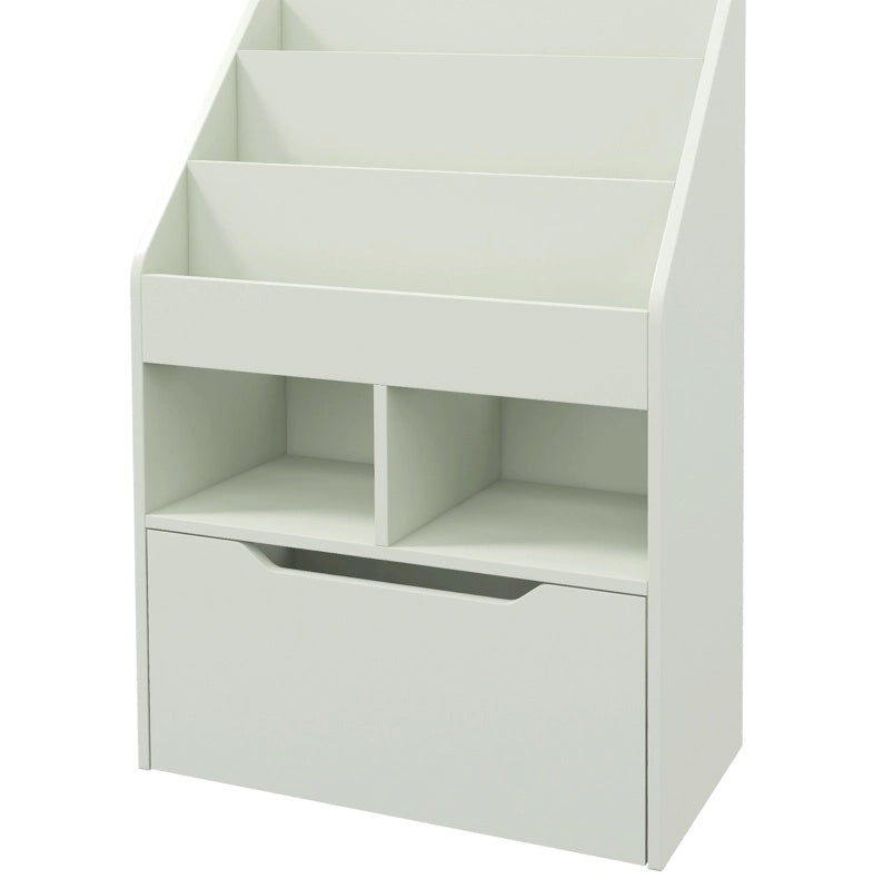 Libreria per bambini verde con cassetto e vani aperti 60 x 29,9 x 90 cm