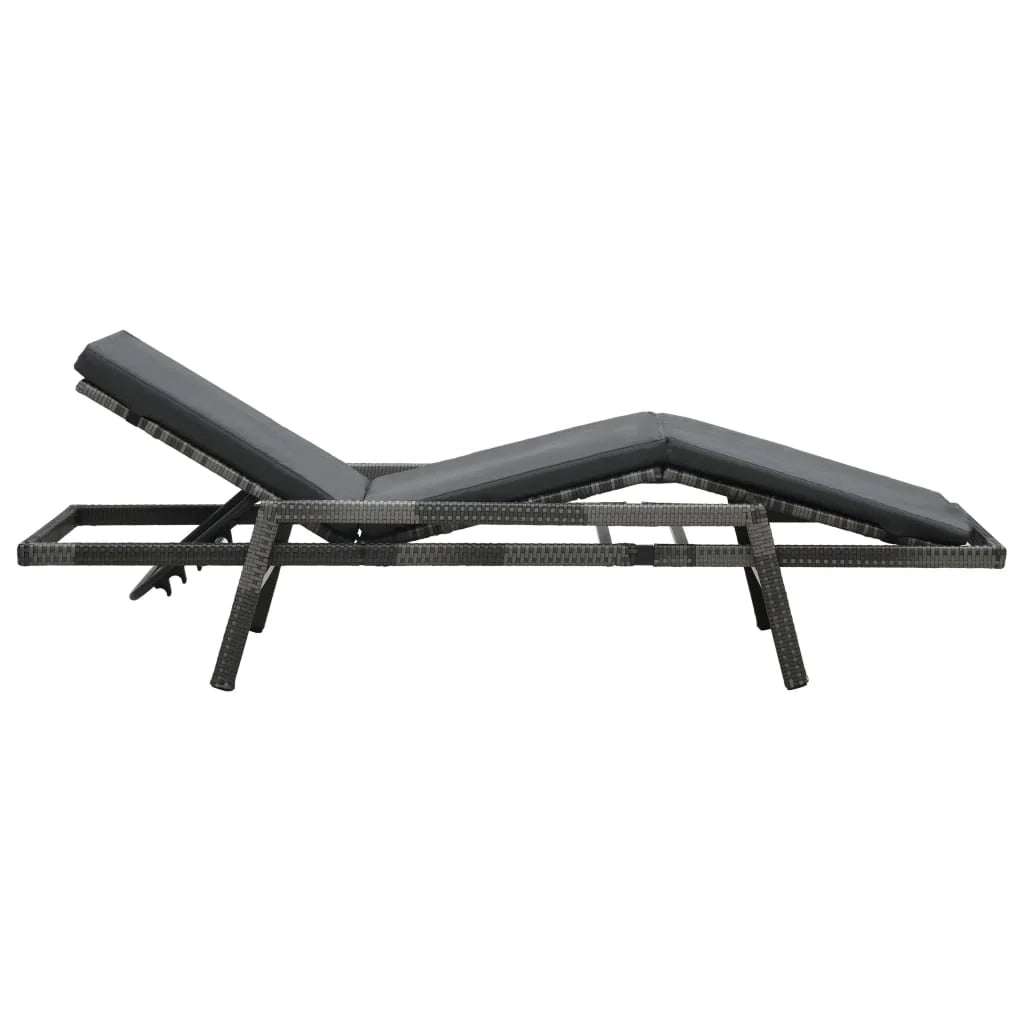 Lettino prendisole sedia a sdraio lettino prendisole letto da giardino mobili da esterno per patio con cuscino resina intrecciata grigia 02_0012509