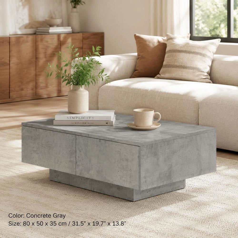 Coffee Table Concrete Grey 90x60x31 Cm Wood Material