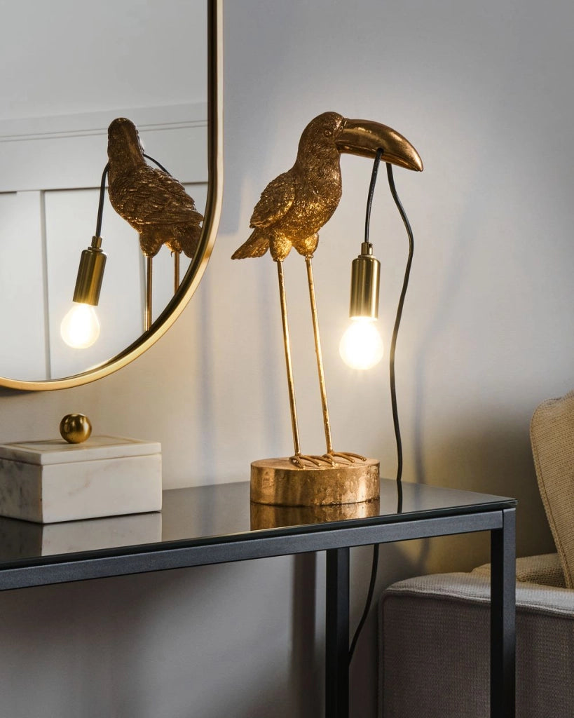 Lampada da tavolo in poliresina oro Luce da comodino Lampada da lettura a tema animale Soggiorno Camera da letto Stile glam