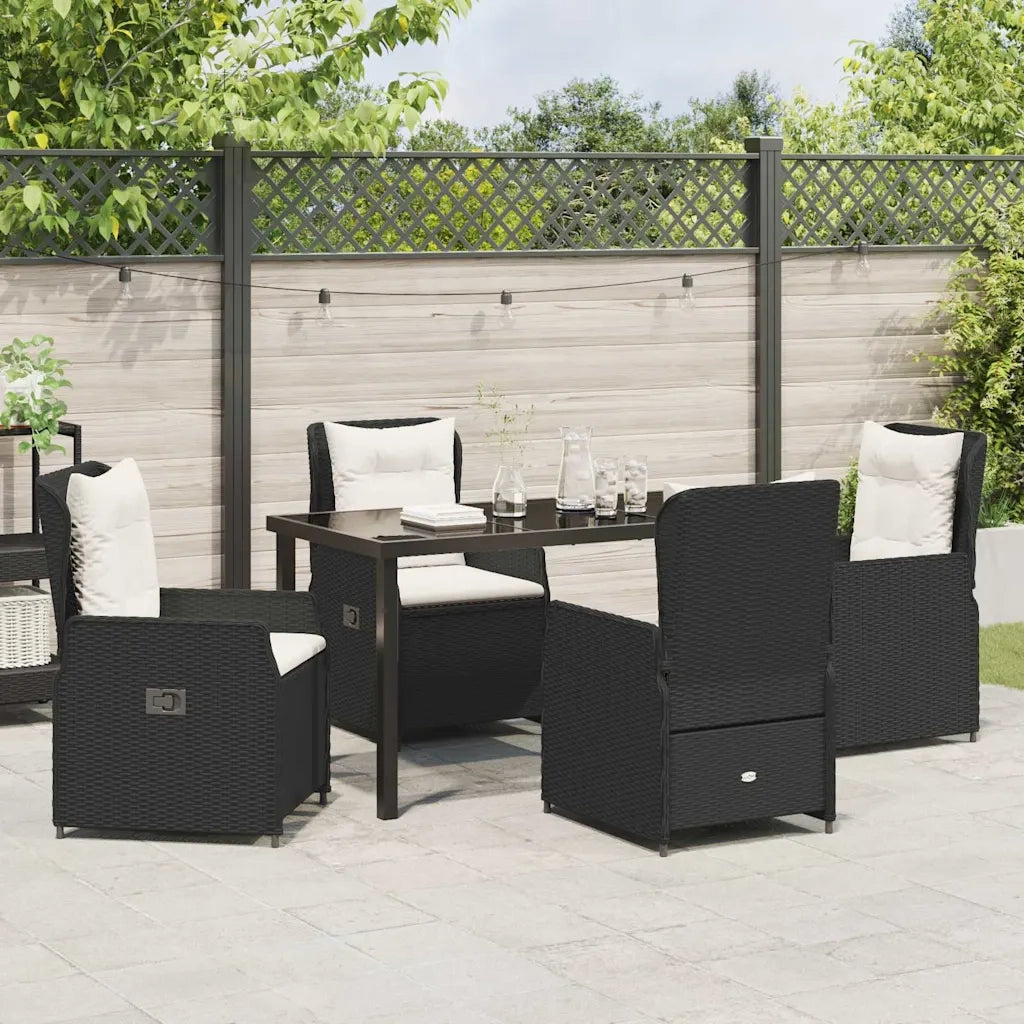 Set da Pranzo per Giardino 5 pcs Nero polyrattan 3380941