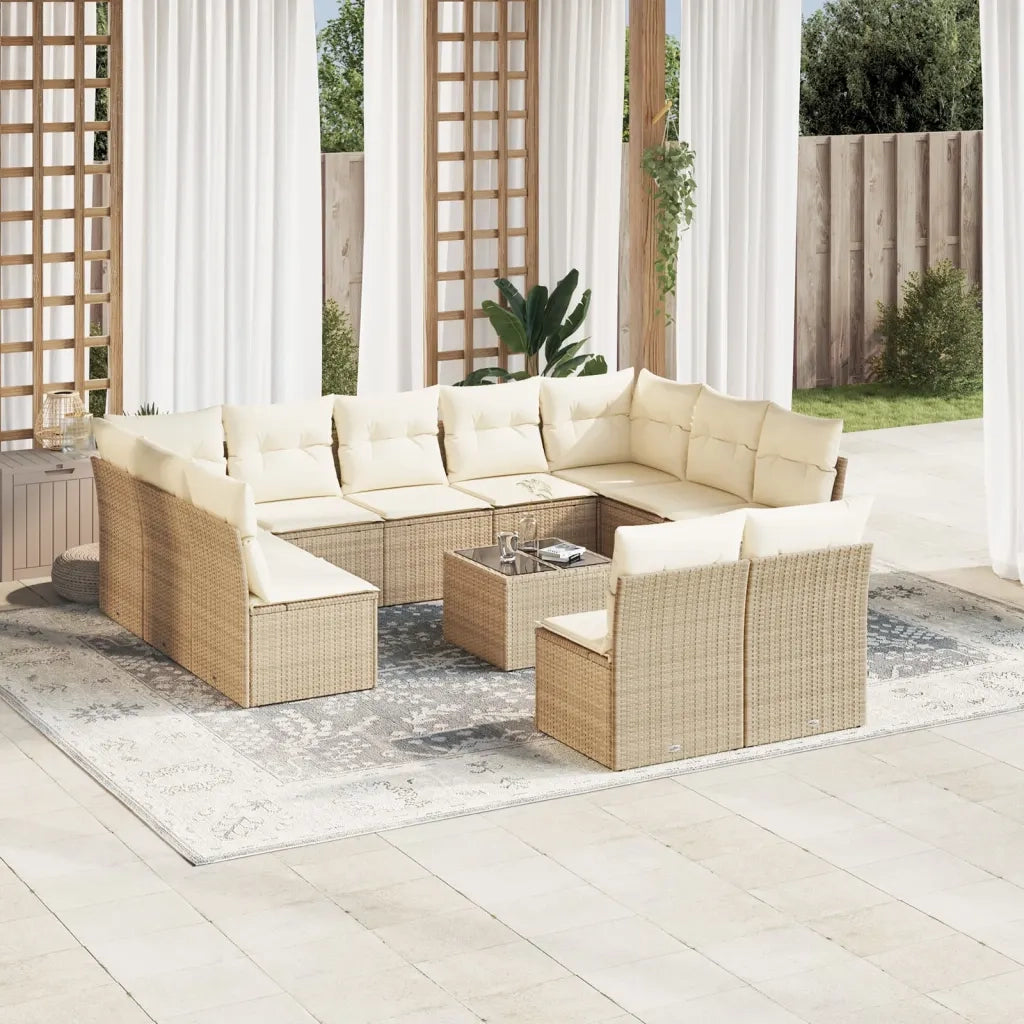 Set Divani da Giardino 12 pz con Cuscini Beige in Polyrattancod mxl 112038