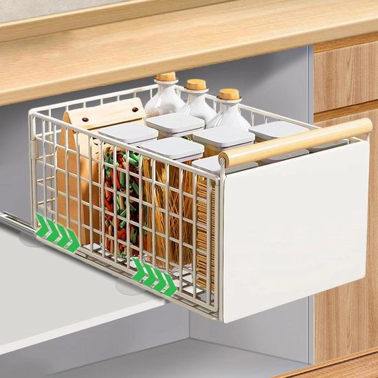 Organizzatore estensibile - cassetti esterni per cucina e bagno - piccolo - bianco