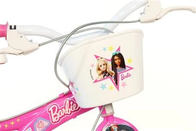 BICICLETTA BARBIE DA 16" CON ROTELLE IN COLORE BIANCO E ROSA PER BAMBINA