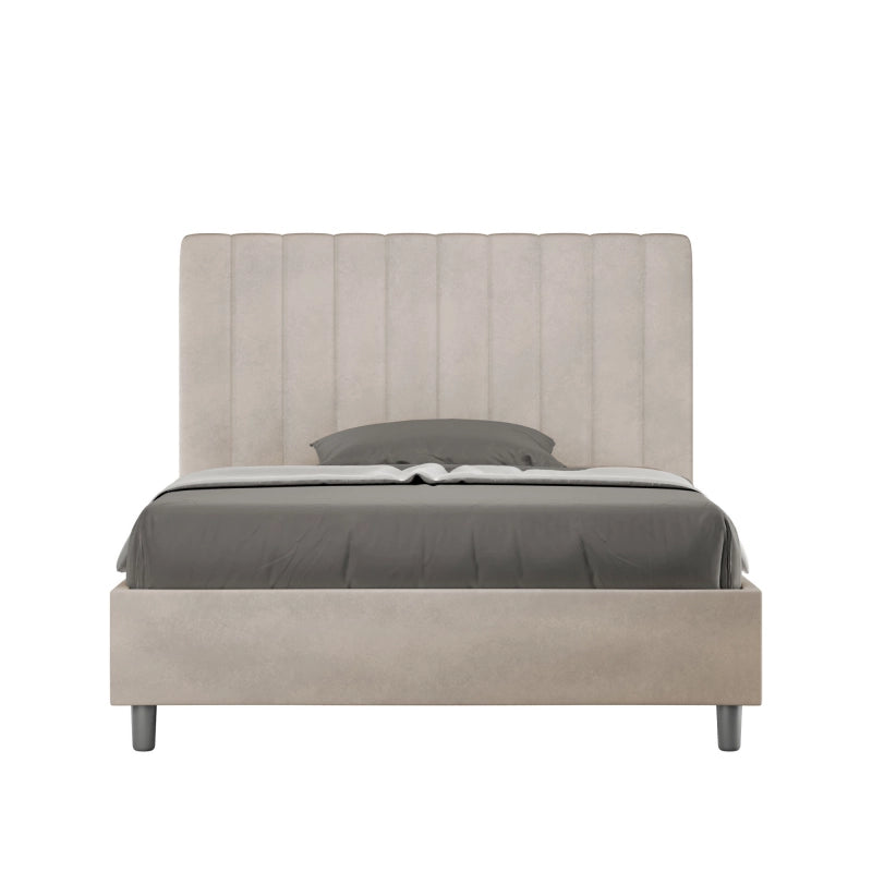 Letto imbottito 1 piazza e mezza 120x190 cm Agueda - Contenitore,Microfibra,Sabbia