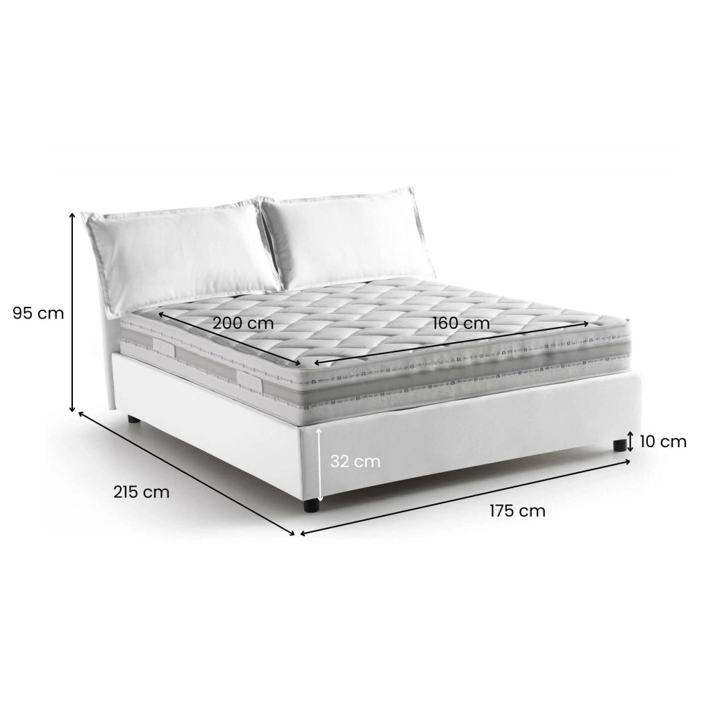 Letto Matrimoniale Amy, Letto Matrimoniale Materasso Incluso Made in Italy, Bianco
