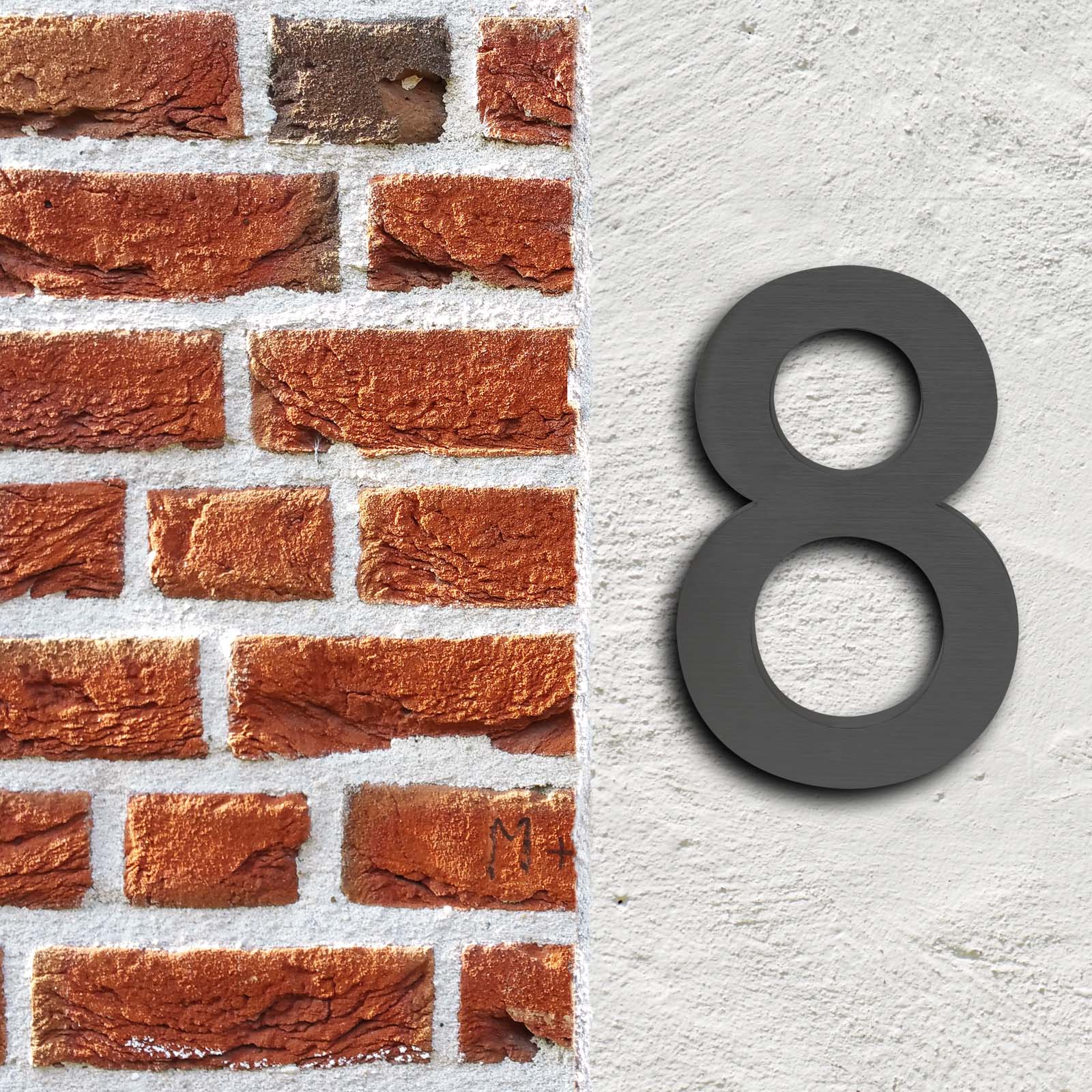 Numero civico "8" 3D Arial 20 cm antracite acciaio uso esterno, incl materiale di montaggio