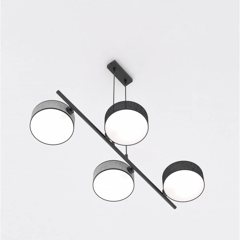 Lampada a sospensione DRUMZ in acciaio nero e tessuto
