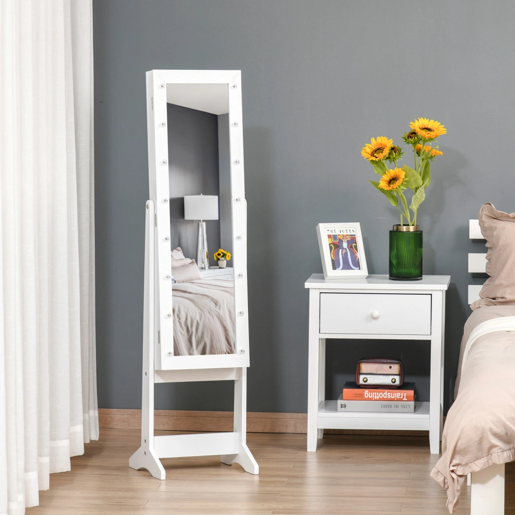 Organizzatore Gioielli Specchio Illuminato LED ¨C zephmum ¨C Bianco 36x30x136 cm