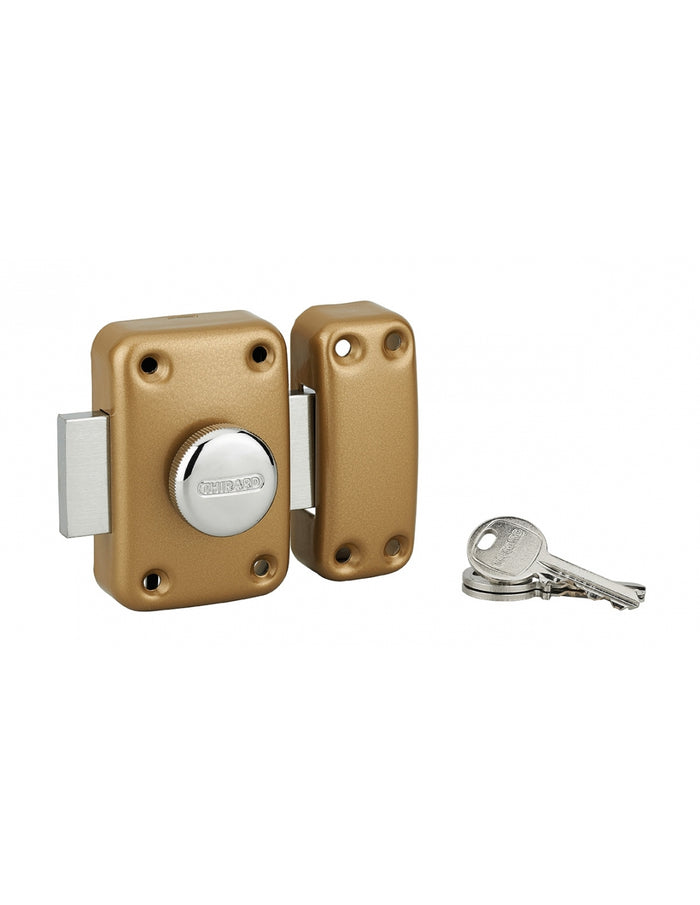 Serratura a chiavistello a pomolo Apache per porta esterna, cilindro 45mm, acciaio, 3 chiavi, bronzo epossidico - THIRARD