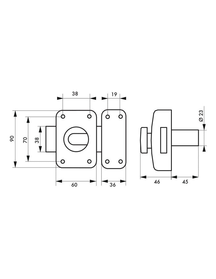 Serratura a chiavistello a pomolo Apache per porta esterna, cilindro 45mm, acciaio, 3 chiavi, nero epossidico - THIRARD