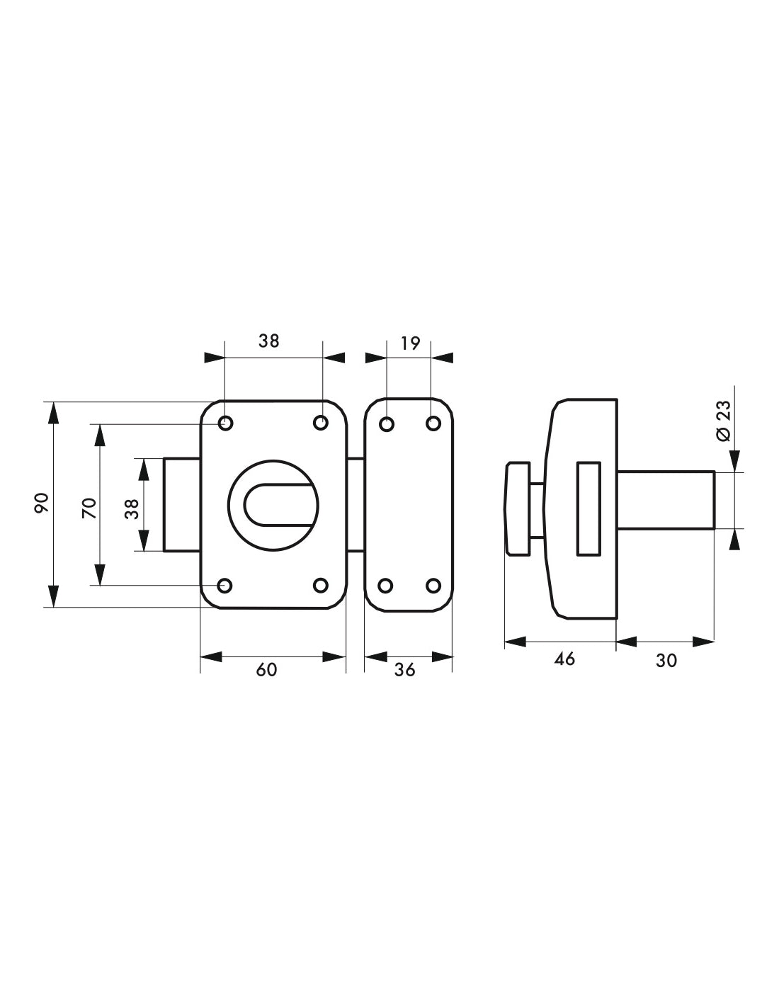 Serratura a chiavistello a pomolo Apache per porta esterna, cilindro 30mm, acciaio, 3 chiavi, bronzo epossidico - THIRARD