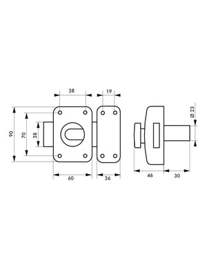 Serratura a chiavistello a pomolo Apache per porta esterna, cilindro 30mm, acciaio, 3 chiavi, bronzo epossidico - THIRARD