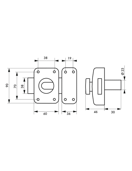 Serratura a chiavistello a pomolo Apache per porta esterna, cilindro 30mm, acciaio, 3 chiavi, bronzo epossidico - THIRARD