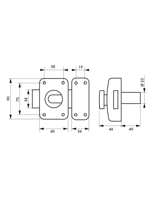 Serratura a chiavistello a pomolo Apache per porta esterna, cilindro 40mm, acciaio, 3 chiavi, bronzo epossidico - THIRARD