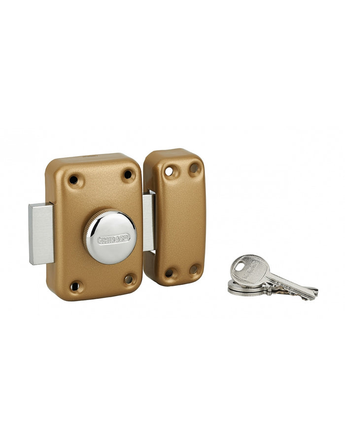 Serratura a chiavistello a pomolo Apache per porta esterna, cilindro 50mm, acciaio, 3 chiavi, bronzo epossidico - THIRARD