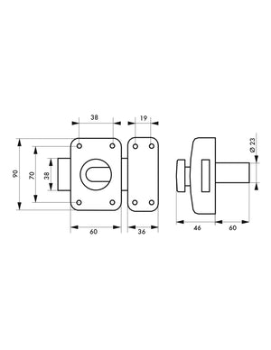 Serratura a chiavistello a pomolo Apache per porta esterna, cilindro 60mm, acciaio, 3 chiavi, bronzo epossidico - THIRARD