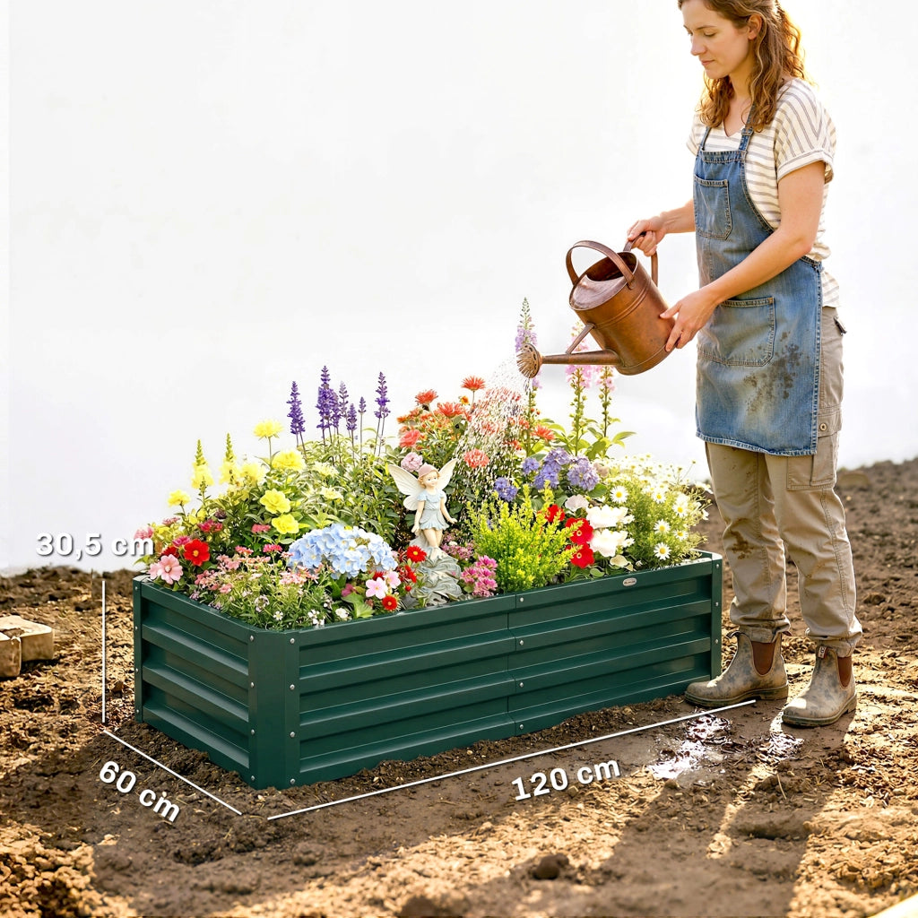 Carr¨¦ Potager Giardino Rettangolare ¨C Zephmum ¨C Verde Scuro Acciaio 120x60x30