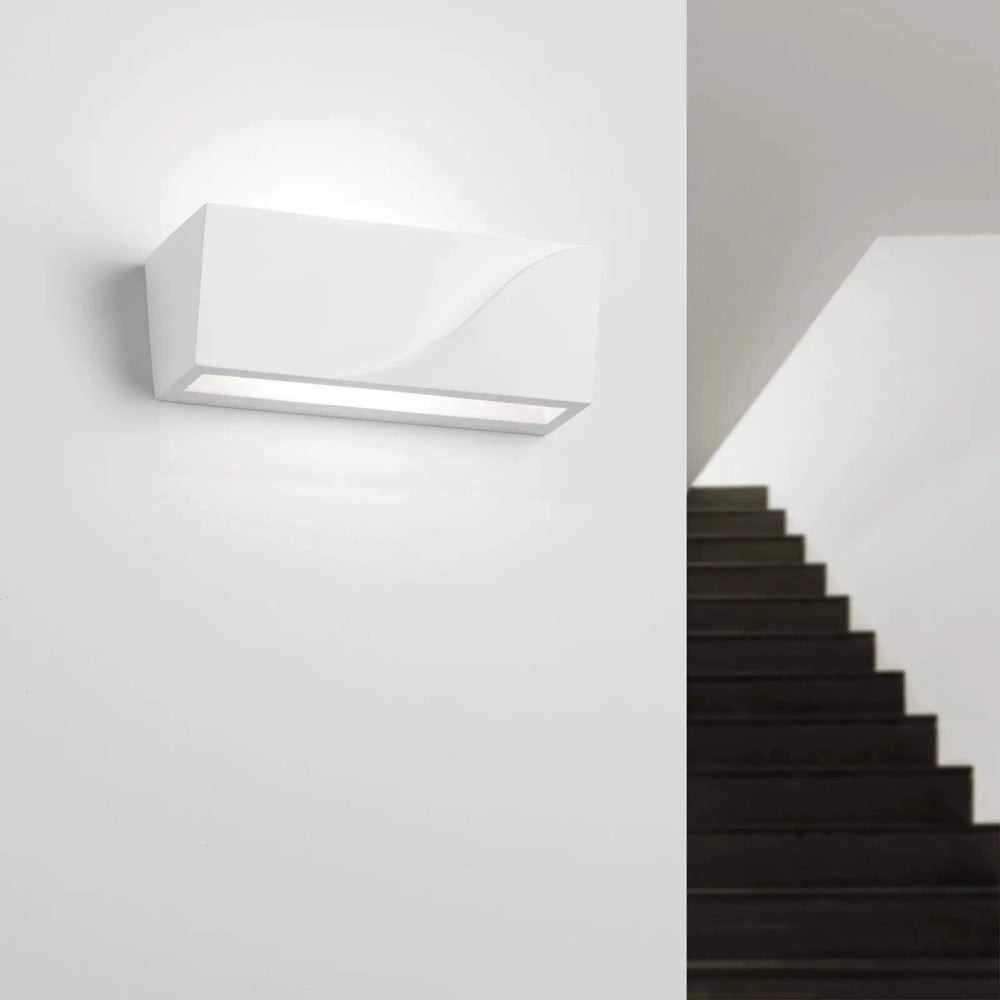 Trade Shop - Applique In Gesso Rettangolare Intaglio Doppia Luce Led Attacco G9 Parete Gs-e78 -