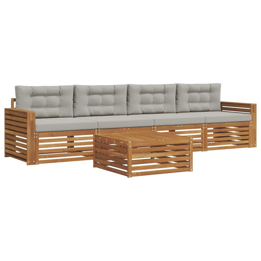 Set di divani da esterno 5 pcs Grigio Naturale e Chiaro 3372986