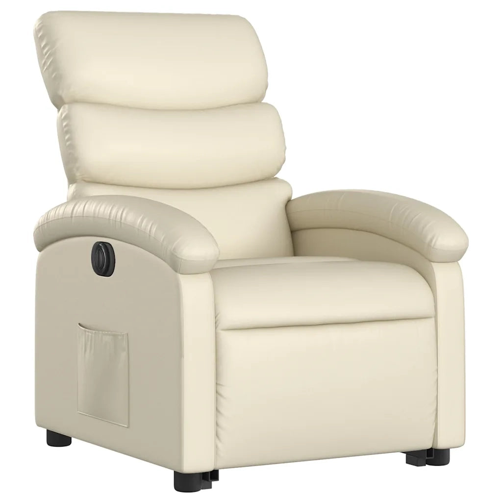 Poltrona Alzapersona Reclinabile Crema in Similpelle 3204055