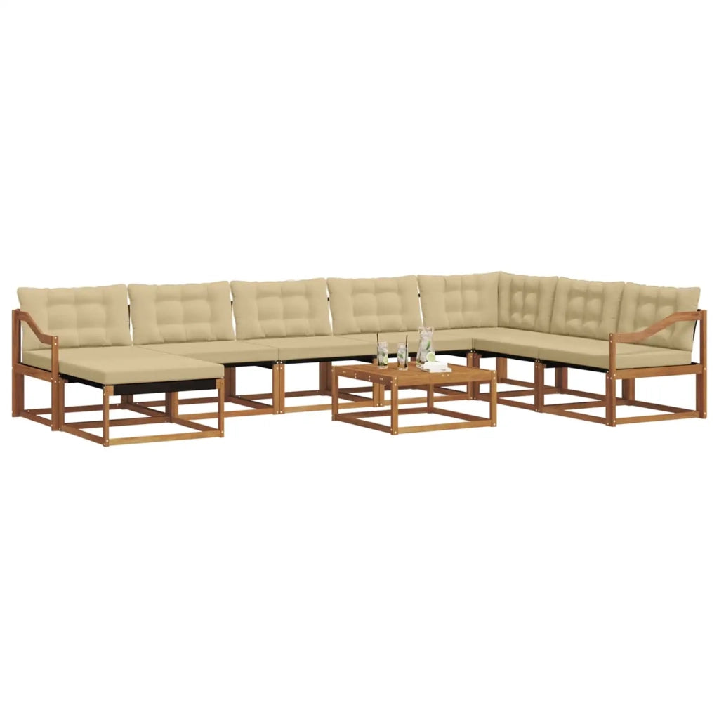 Set di divani da esterno con cuscino 9 pcs Naturale e Beige