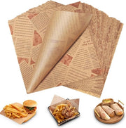 Presto Premium - Per 200 fogli di carta per cucina con aspetto di giornale per contenitori alimentari - Ideale per patatine, panini e hamburger - Impermeabile - carta per panini - pane tostato e formaggio - 25 x 25 cm